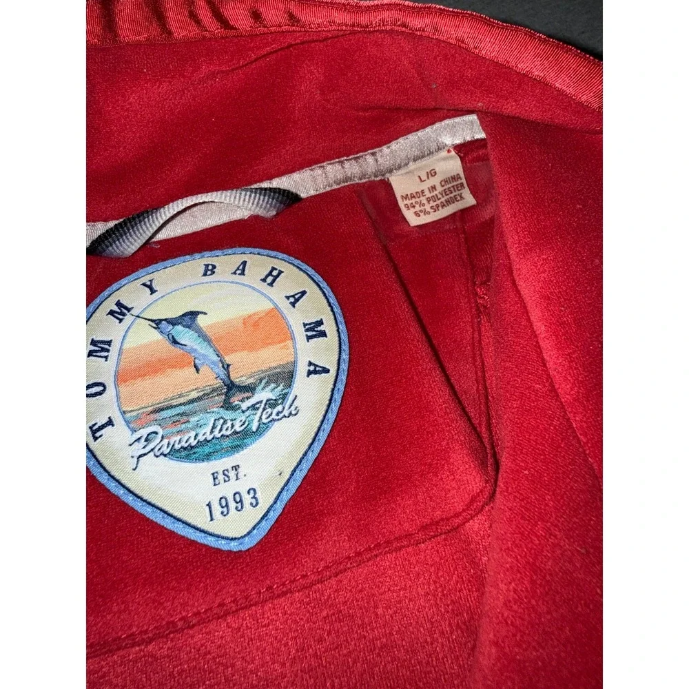 Tommy Bahama Men 1/4 Quarter Zip Pullover Red Paradise Tech Coastal Prep Size L